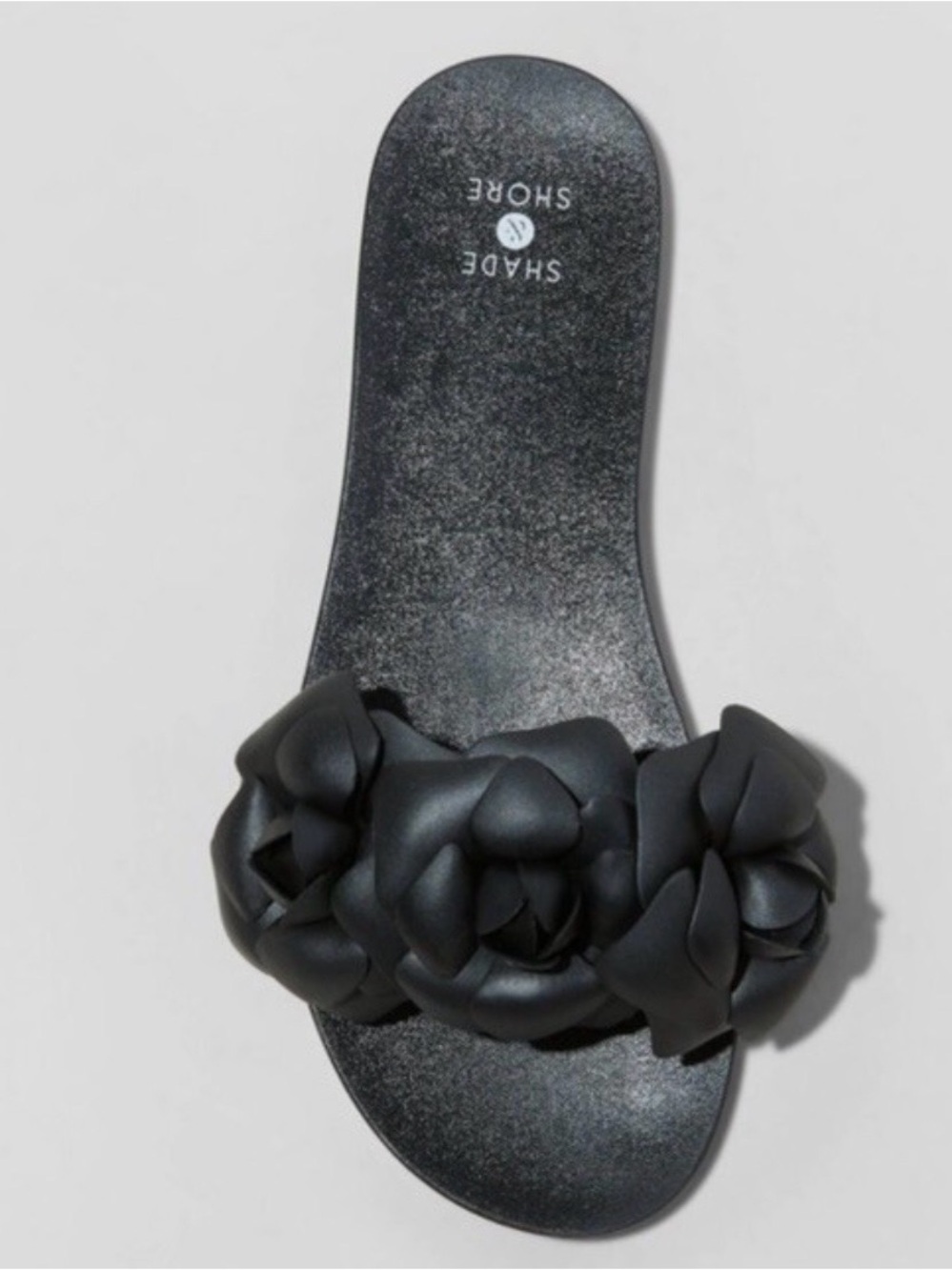 Shade & Shore Black Floral Jelly Slide Sandals Women’s Size 8 New